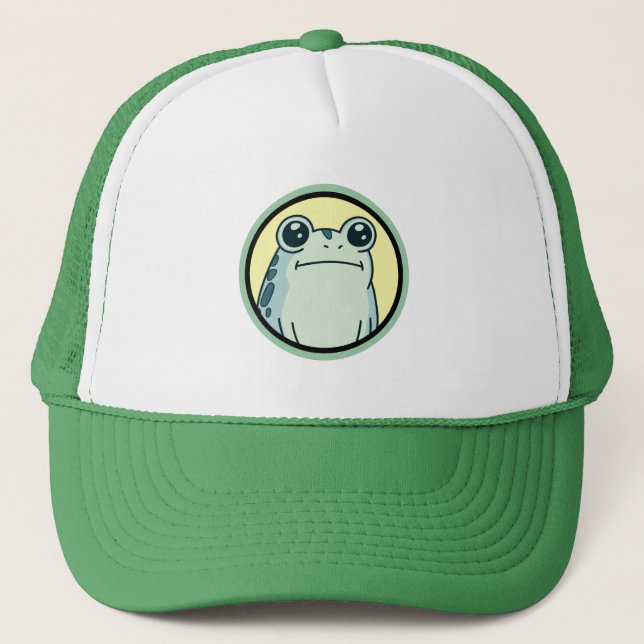 Boné Sapo de Rosto Impassível Verde Engraçado  (Frente)
