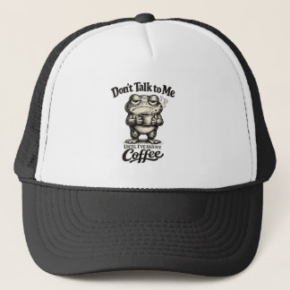 Boné Sapo Mal-Humorado e Divertido Bebendo Café