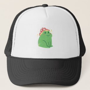 Boné Sapo verde bonito com chapéu de cogumelo
