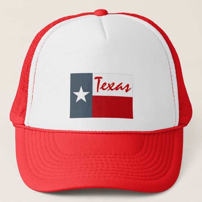 Boné Sarja de Nimes vermelha Texas branco do chapéu o (Frente)