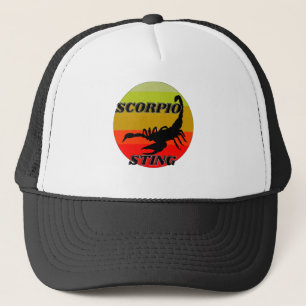 Boné Scorpio em vintage, aniversário feliz do pôr do so