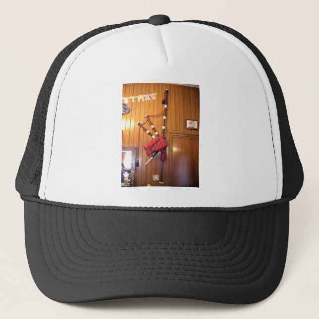 Boné Scotland Bagpipe Tartan Plaid Musical Instrument (Frente)