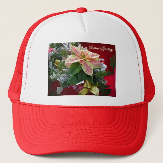 Boné Season's Greetings Poinsettia Floral Hat (Frente)