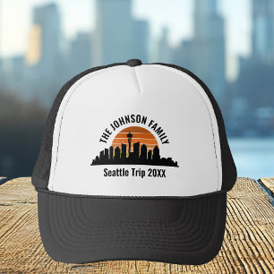 Boné Seattle Skyline Sunset Férias Personalizadas da Fa