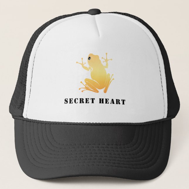 Boné Secret Heart Gold Frog Custom Text Trucker  (Frente)