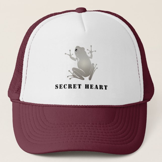 Boné Secret Heart Silver Frog Custom Text Trucker  (Frente)