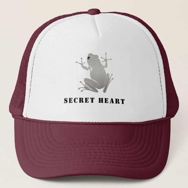 Boné Secret Heart Silver Frog Custom Text Trucker  (Frente)