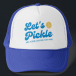 Boné Seleção Personalizada do Vamos Retroativo legal<br><div class="desc">Um chapéu de picleball super divertido com "picles de Vamos" em uma fonte azul legal e seu texto personalizado. Adicione um nome de jogador, o nome do clube de picleball, um ditado engraçado, etc. Faz a lembrança/presente perfeita para qualquer festa de piquete ou torneio ou evento especial de picleball. Obtenha...</div>
