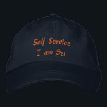 Boné Self Service I am Set Text Elegant Empowering-Hat<br><div class="desc">"Autoatendimento em seu melhor texto personalizado Assuma controle, faça você mesmo. Eu sou Personalizado em Texto, capacitando seu próprio sucesso, um passo de cada vez."</div>