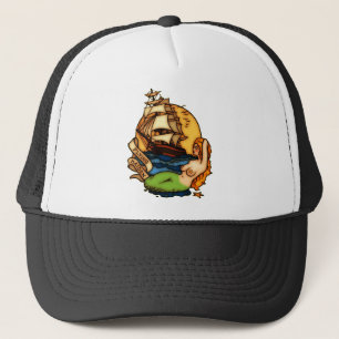 Boné Sereia e navio pirata