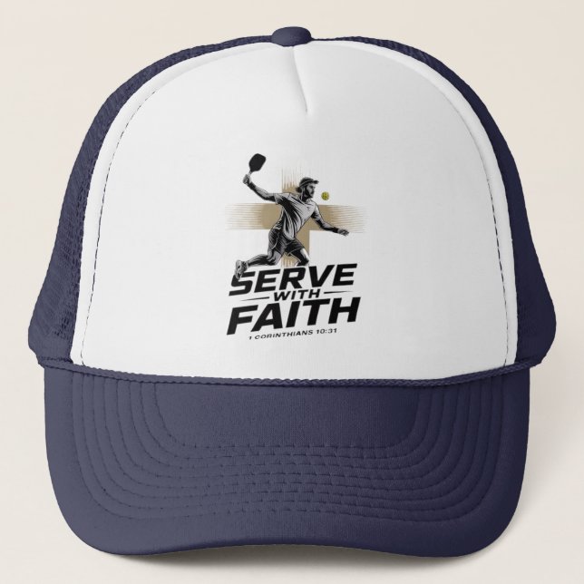 Boné Serve With Faith Christian Pickleball Trucker Hat (Frente)