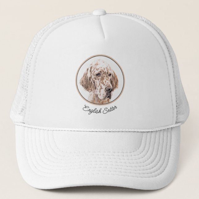Boné Setter Inglês Laranja Belton Pintando Arte Cão (Frente)