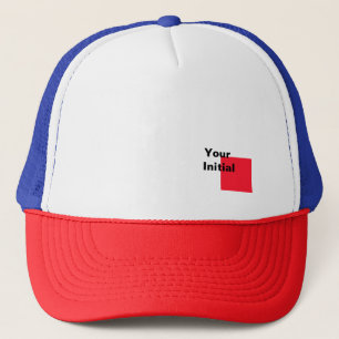 Boné Seu Monograma Inicial Vermelho Branco Azul