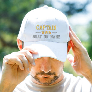 Boné Seu nome de barco Capitão Estrelas Náuticas Dour