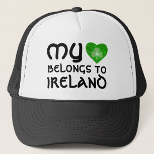 Boné Shamrock 'Heart pertence à Irlanda' chapéu preto