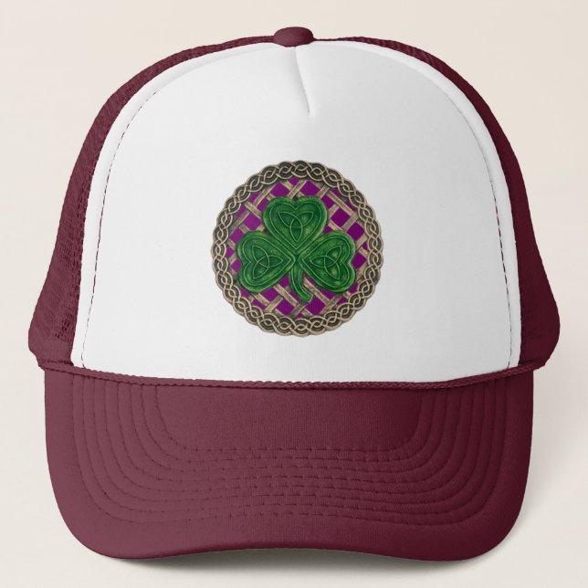 Boné Shamrock, Lattice E Nécs Celtas No Chapéu Roxo (Frente)