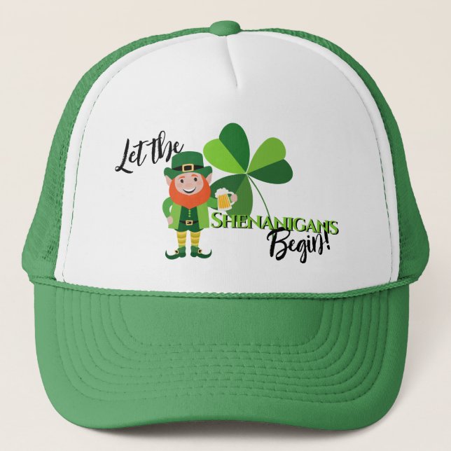 Boné Shenanigans Leprechaun  Trevo Dia de São Patrício (Frente)