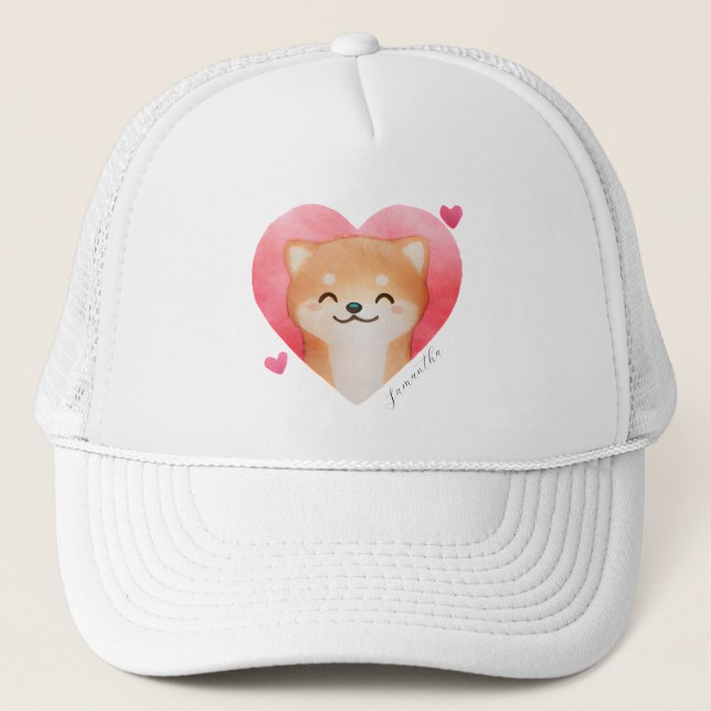 Boné Shiba Inu Bonita em Coração (Frente)