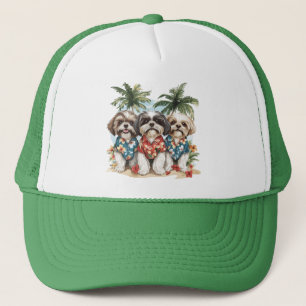 Boné Shih Tzu Dogs Vestindo camisas havaianas