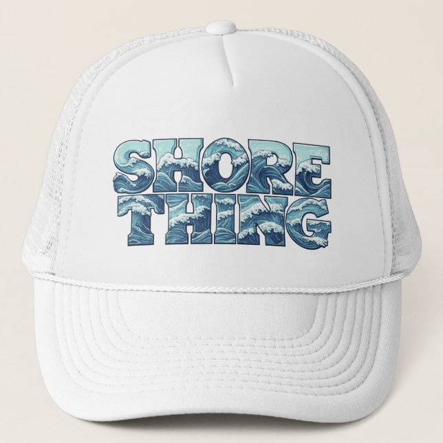 Boné Shore Thing | Retro Blue Ocean Waves Surf Graphic (Frente)