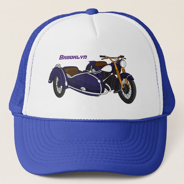 Boné Sidecar purple motorcycle illustration (Frente)