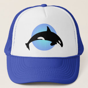 Boné Silhueta de Baleia Orca em Círculo Azul