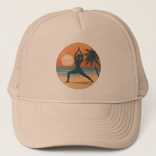 Boné Silhueta de Yoga ao Pôr do Sol na Praia Vida de