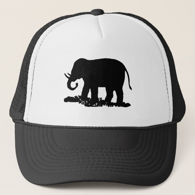Boné Silhuette de Elefante Preto e Branco (Frente)