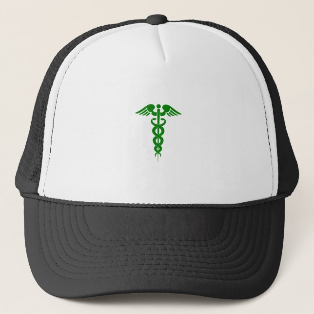 Boné Símbolo Médico Caduceus Verde (Frente)