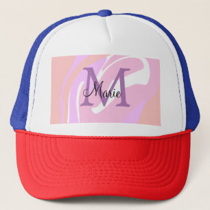 Boné simples adicionar nome monograma rosa água tinta