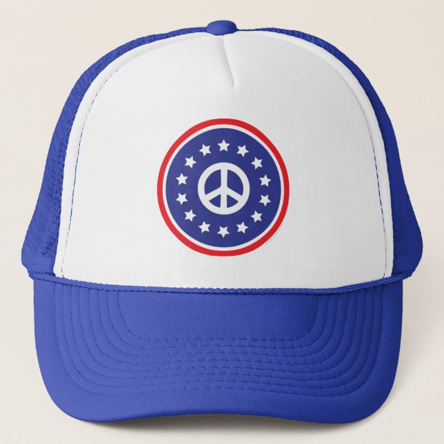 Boné Sinal de Paz Vermelho, Branco, Azul (Frente)