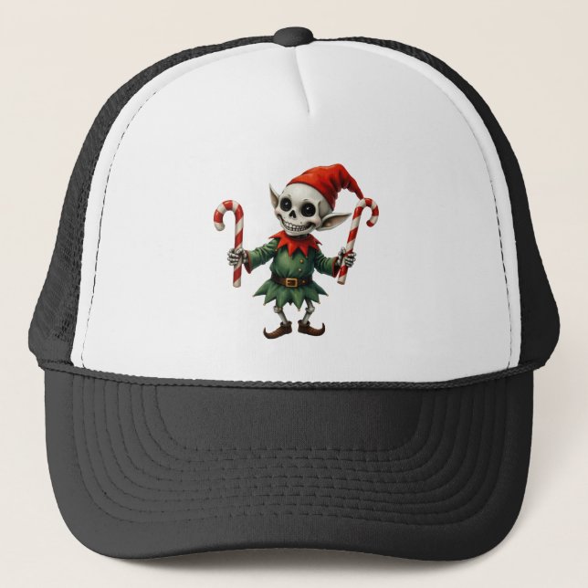 Boné Skeleton Christmas Elf – Creepy Cute Dark Holiday  (Frente)