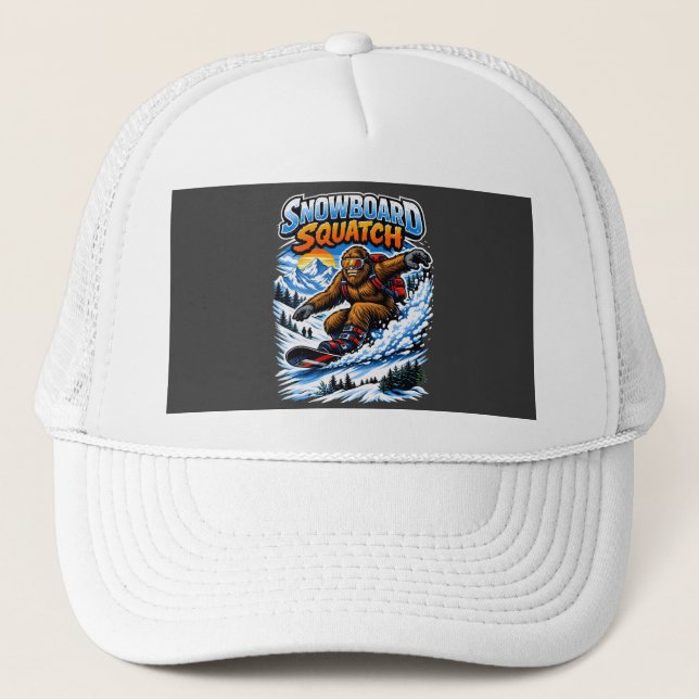 Boné Snowboard Squatch – Divertido Bigfoot andando de s (Frente)