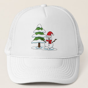 Boné Snowman com Snowy Pine Tree