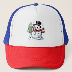 Boné Snowman Segurando Matcha Beba Natal