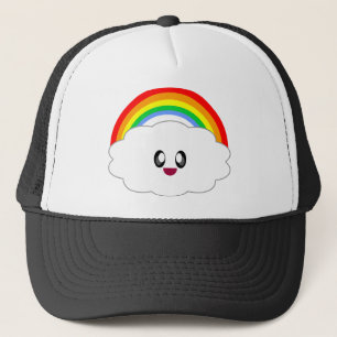 BONÉ SOBRECARGA FOFURA DE NUVEM ARCO-ÍRIS KAWAII
