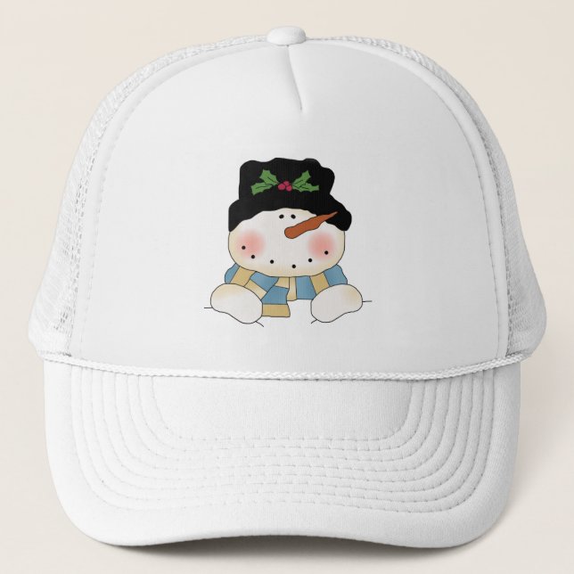 Boné Sorrindo Camisetas e presentes de boneco de neve (Frente)
