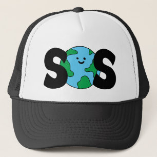 Boné SOS Mundo Ícone Ecológico Feliz Terra Clipe Eco