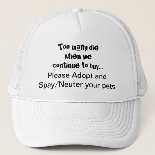 Boné Spay Neuter Adote Pets Cotação Trucker Hat (Frente)