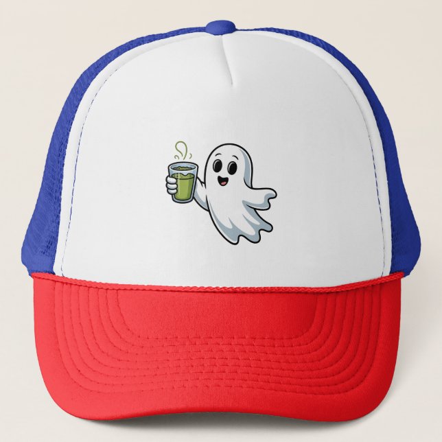 Boné Spooky Halloween Ghost Holding Matcha (Frente)