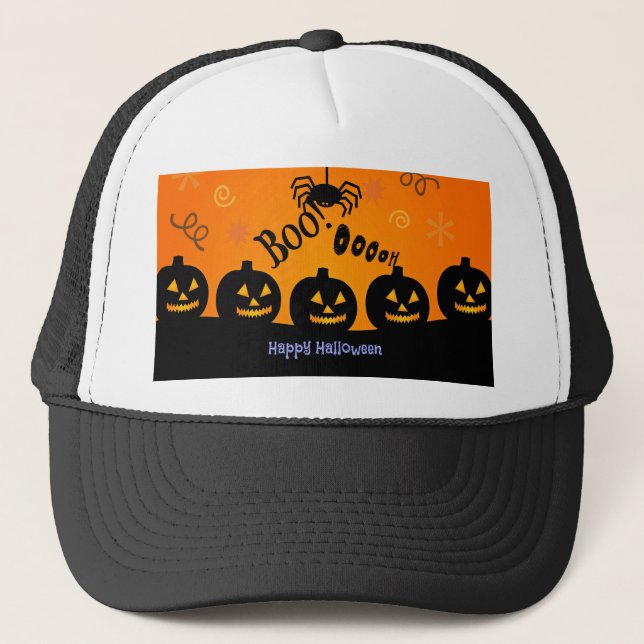 Boné Spooky Halloween Pumpkins Jack-o-Lanterns (Frente)