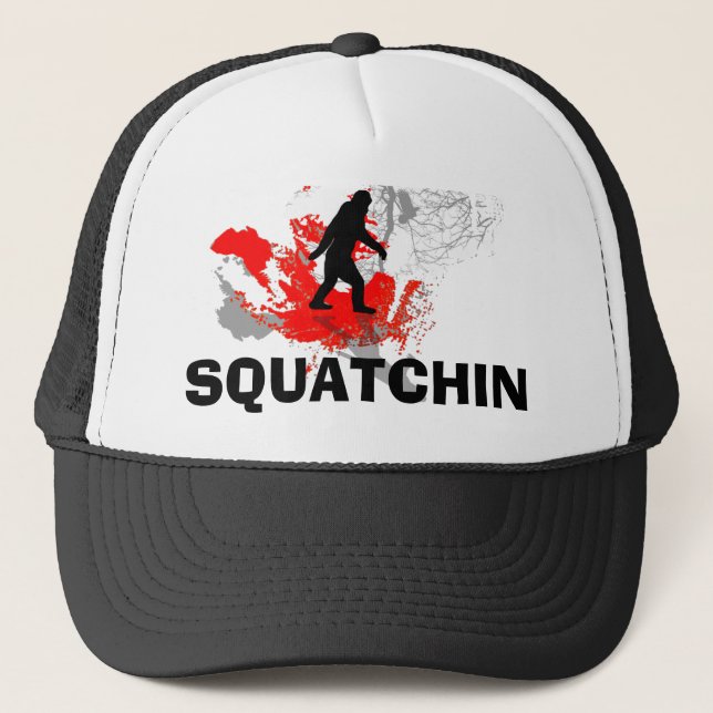 Boné Squatchin com bigfoot preto (Frente)