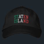 Boné STATEN ISLAND NY Cores italianas Vermelho Verde Br<br><div class="desc">STATEN ISLAND New York Italiana Colors Green White Red bordado em chapéu de algodão preto. Também está disponível a opção de selecionar essa cor na página do item principal.</div>