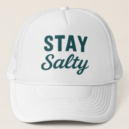 Boné Stay Salty | Teal Blue Coastal Surf Graphic Beach