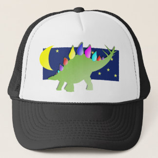 Boné Stegosaurus na noite com lua e estrelas