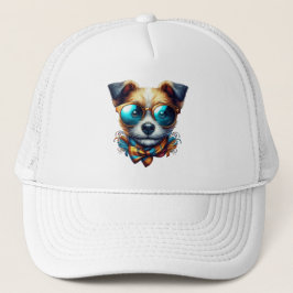 Boné Stylish Dog With Glasses Colorful Modern Pet Art