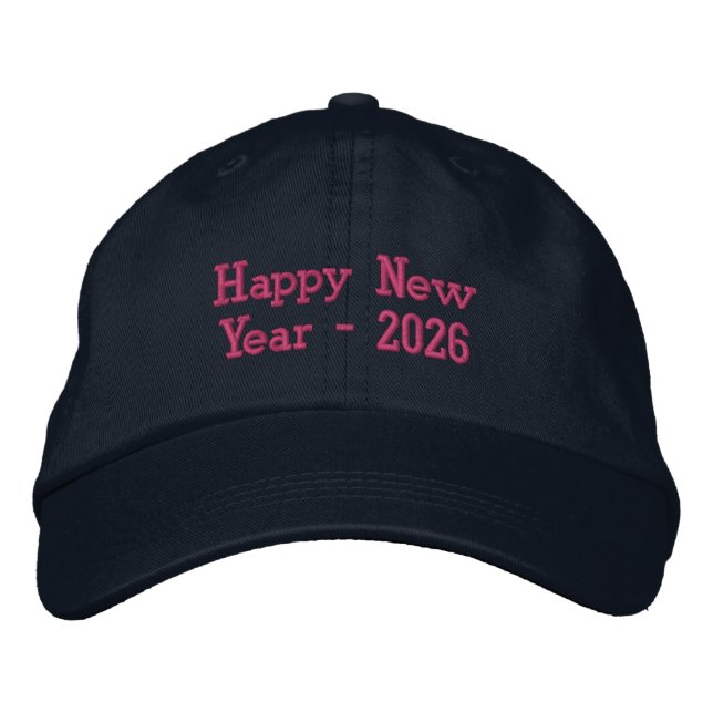 Boné Stylish Eye-Catching New Year Wishes Pink Text (Frente)