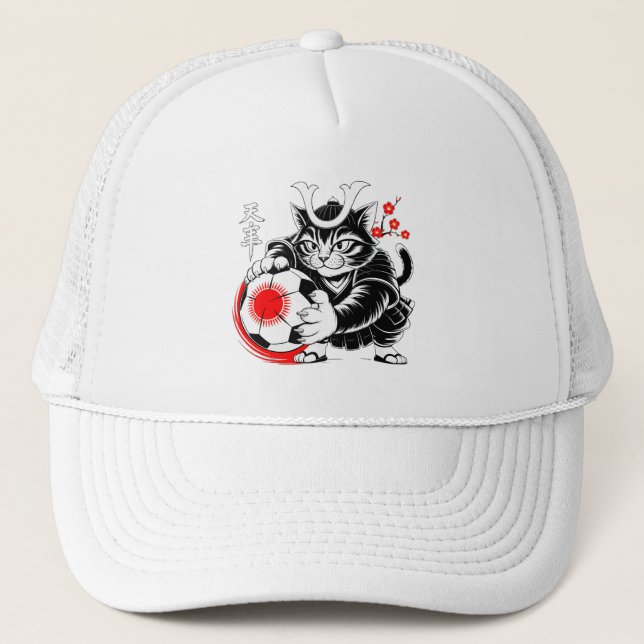 Boné Stylish Samurai Cat Japan Soccer For Fotball fans (Frente)