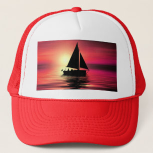 Boné Sunset, Barco à vela no mar-39186