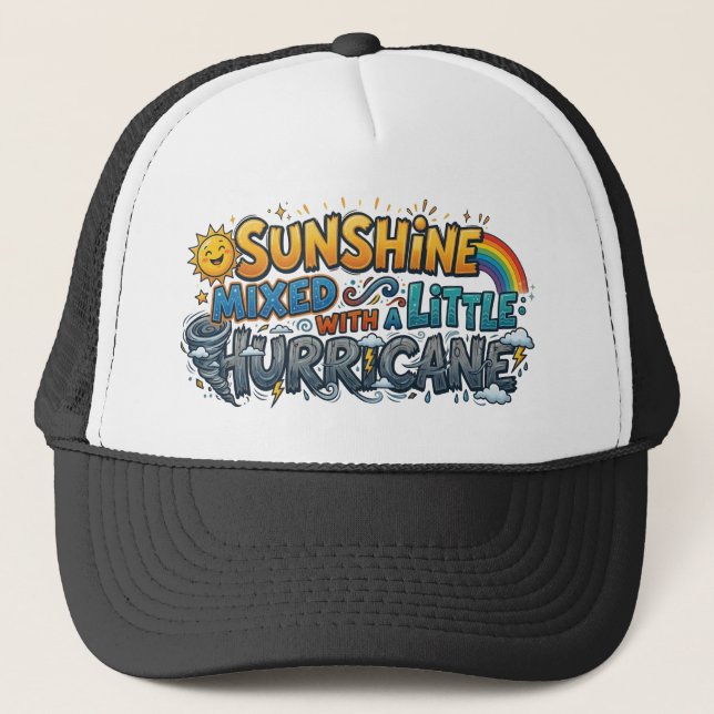 Boné Sunshine Mixed With a Little Hurricane Trucker Hat (Frente)